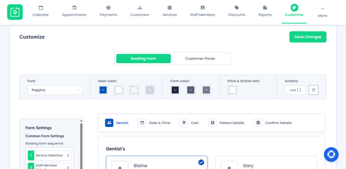 Bookingpress Customize Form The plugin comes with a fully customizable booking form with extensive styling options and simple drag and drop for setting booking steps.