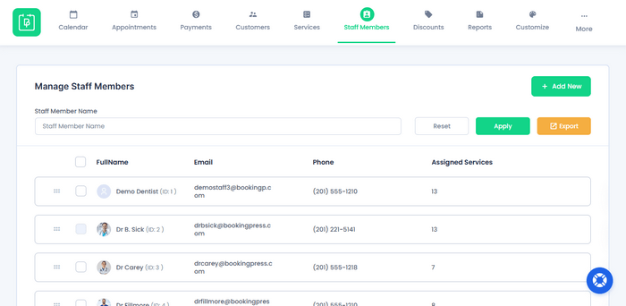 Bookingpress Staff Settings You can assign specific services to each of your staff members.Â