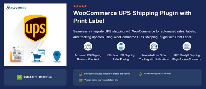 WooCommerce UPS Shipping Plugin with Print Label This is a great solution for integrating UPS shipping into your WooCommerce store.
