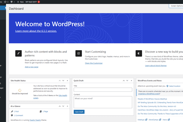Common AMP Plugin Mistakes That Hurt Your WordPress Rankings 18 The Dashboard screen in WordPress.