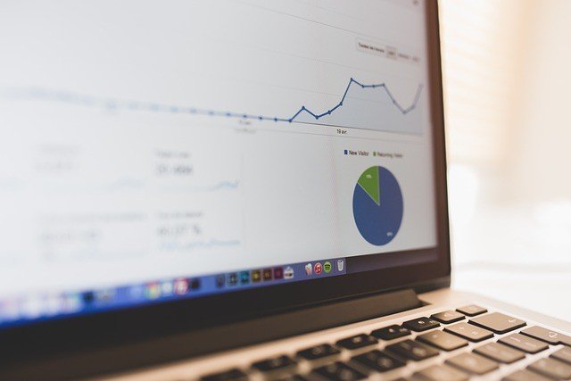 Writing successful SEO-friendly content means constantly monitoring relevant metrics. New website visitor metrics displayed on a computer.