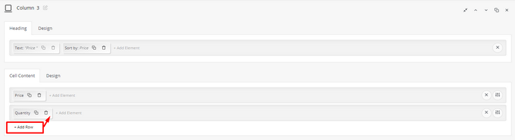 Add New Row to Table Column You can add Quantity and Price in different rows of the same column.