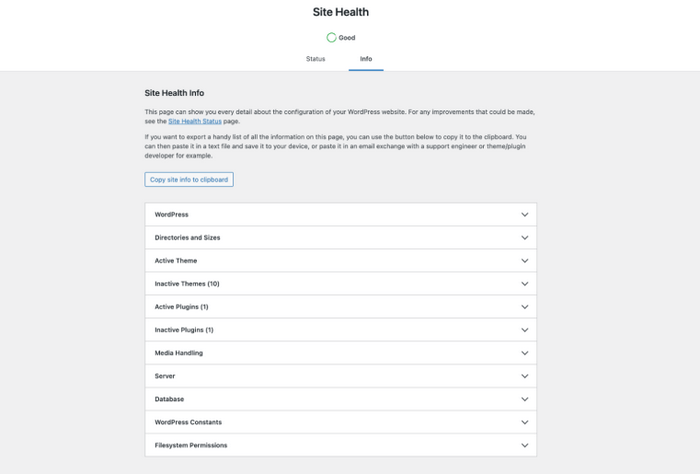 WordPress Site Health Give your website a regular health check.