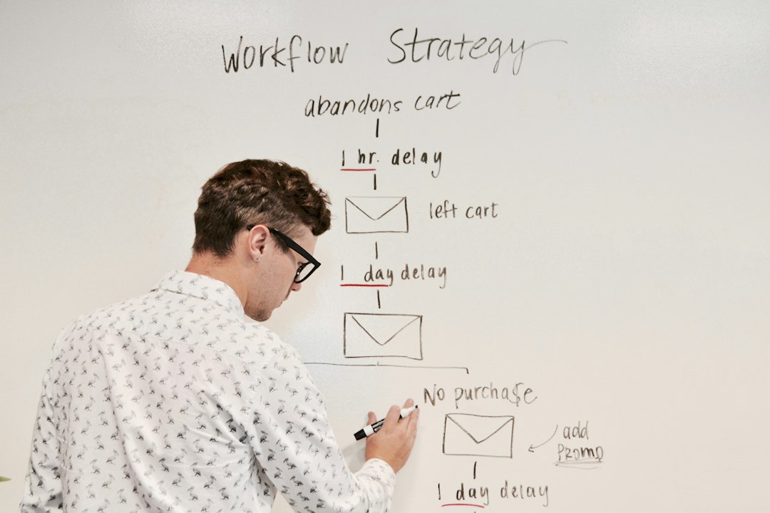 man writing on white board marketing automation workflow customer journey campaign triggers