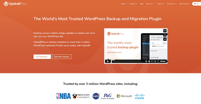 UpdraftPlus UpdraftPlus is a backup, migrate and restore WordPress plugin.