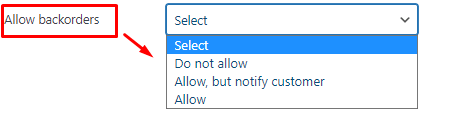 Allow Backorders Click Allow Backorders to set the backorder option of selected products.