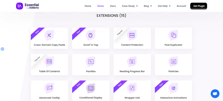 Extensions Powerful extensions of Essential Addons provides a great experience for building your website.