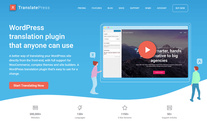 TranslatePress is a lightweight free plugin supporting manual and machine translation.