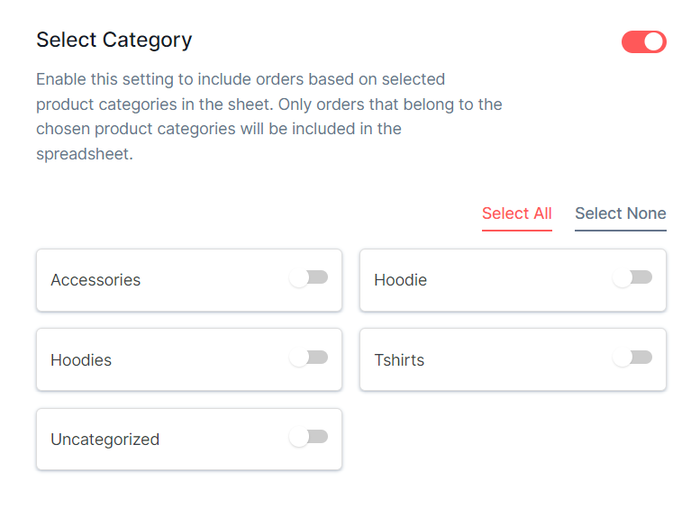 Select Category If you wish to export orders from only specific product categories, then go to the Select Category section.