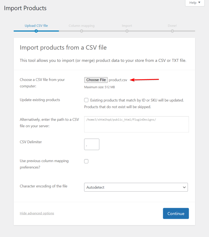 Import Products from a CSV file. Import Products from a CSV file.