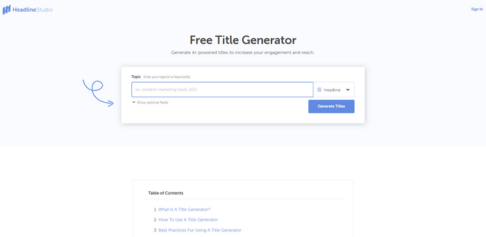 CoSchedule Headline Title Generator The CoSchedule Headline Title Generator is a great tool for creating strong, engaging headlines.
