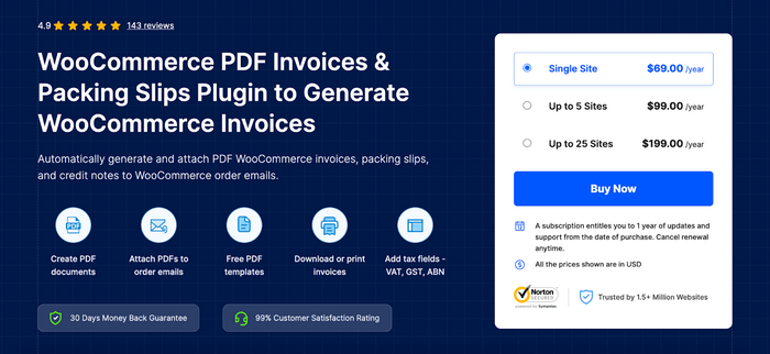 WooCommerce PDF Invoices & Packing Slips simplifies the creation and distribution of invoices, packing slips, and credit notes. 