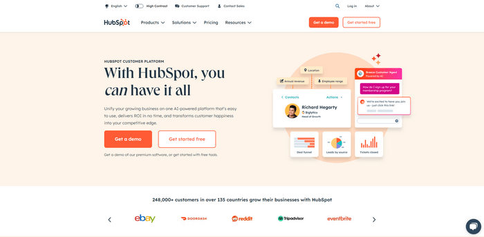 HubSpot helps you with email marketing. pop-ups. CRM and live chat.
