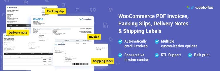 WooCommerce PDF Invoices, Packing Slips, and Credit Notes This plugin offers automated invoice generation and bulk printing.