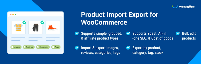 Product Import Export Plugin For WooCommerce The Product Import Export Plugin for WooCommerce takes the hassle out of importing and exporting product data using CSV, XML, and Excel files.