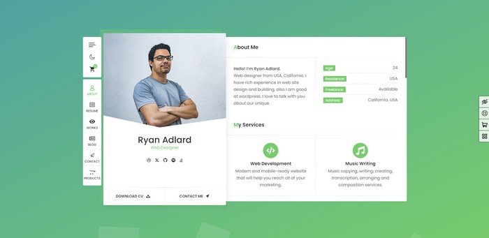 RyanCV RyanCV is a WordPress theme designed for people who want to showcase their resumes, portfolios, and personal brands online.