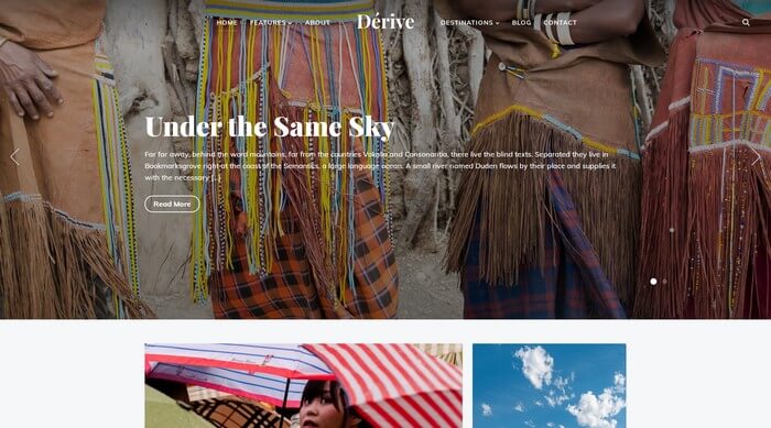 Derive Dérive is a WordPress theme for travel bloggers and storytellers to share journeys and photographs.