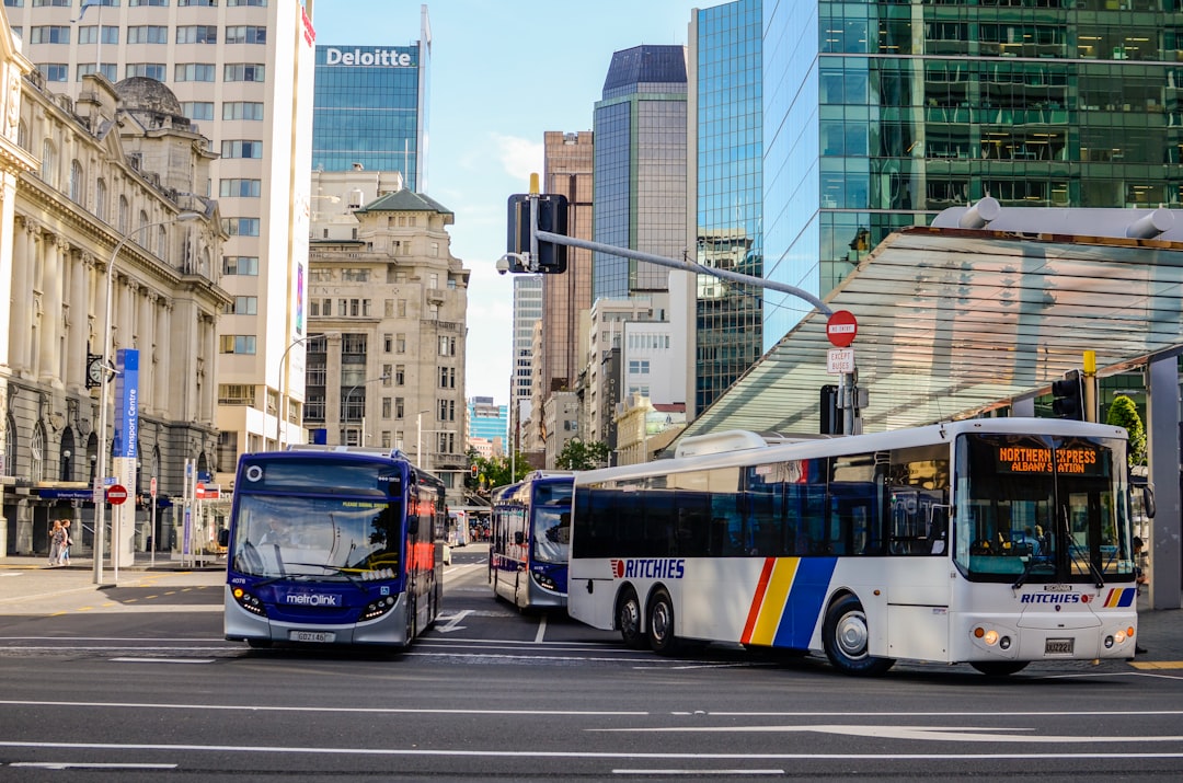 blue and white bus on road during daytime city bus traffic crash emergency response urban street
