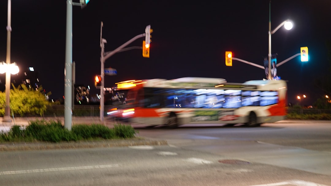 bus moving at night with traffic lights city bus traffic crash emergency response urban street