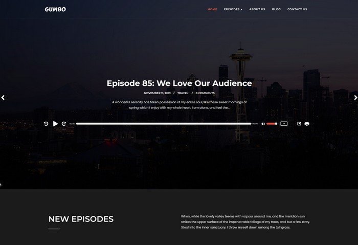 Gumbo WordPress Podcast Theme is a theme built especially for podcasters.