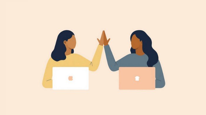 Two people high-fiving each other.
