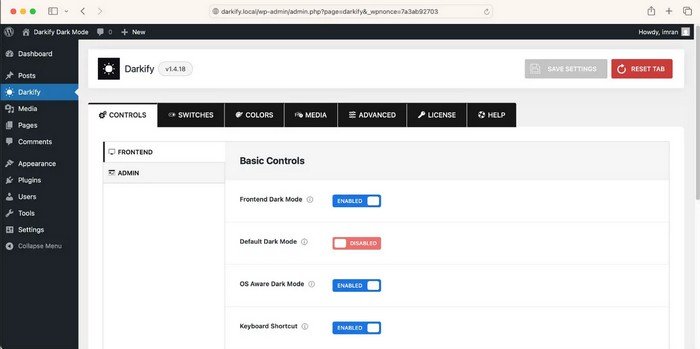 Darkify Dark Mode Settings