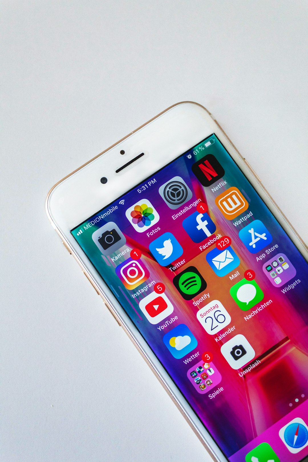 turned on gold iphone 6 phone screen app icons prevention tips