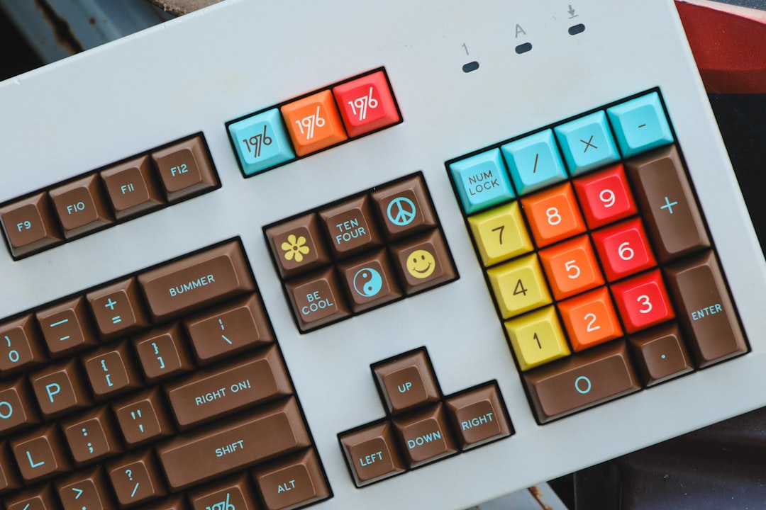 a close up of a keyboard with a keyboard key board robot typing prompt box colorful interface