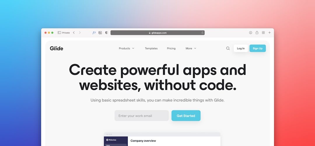 a computer screen with a web page on it web app dashboard workflow builder no code platform startup