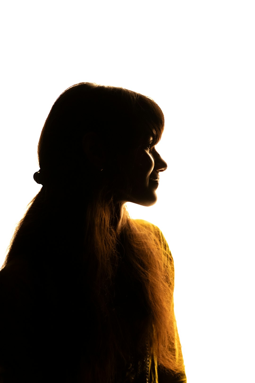a silhouette of a woman with long hair portrait cutout transparent background social media profile hair detail
