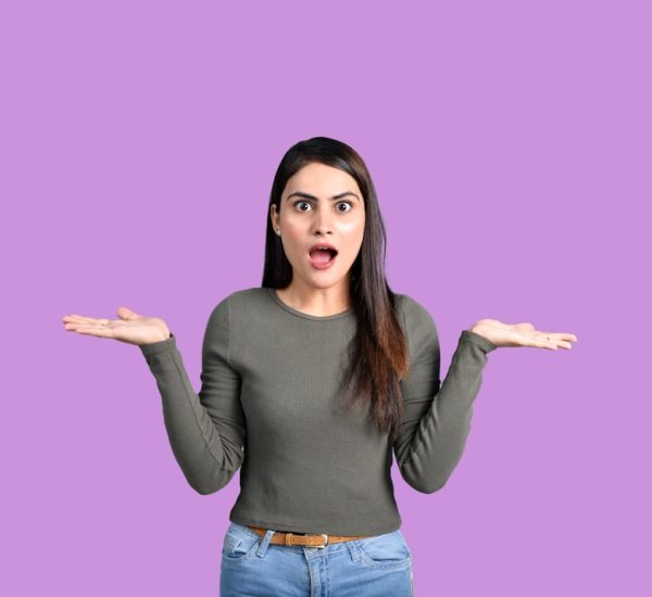 a woman with her mouth open confused person floating numbers online slang