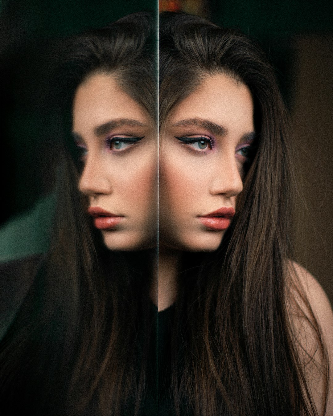 a womans face is reflected in a mirror ai portrait face transformation social media content