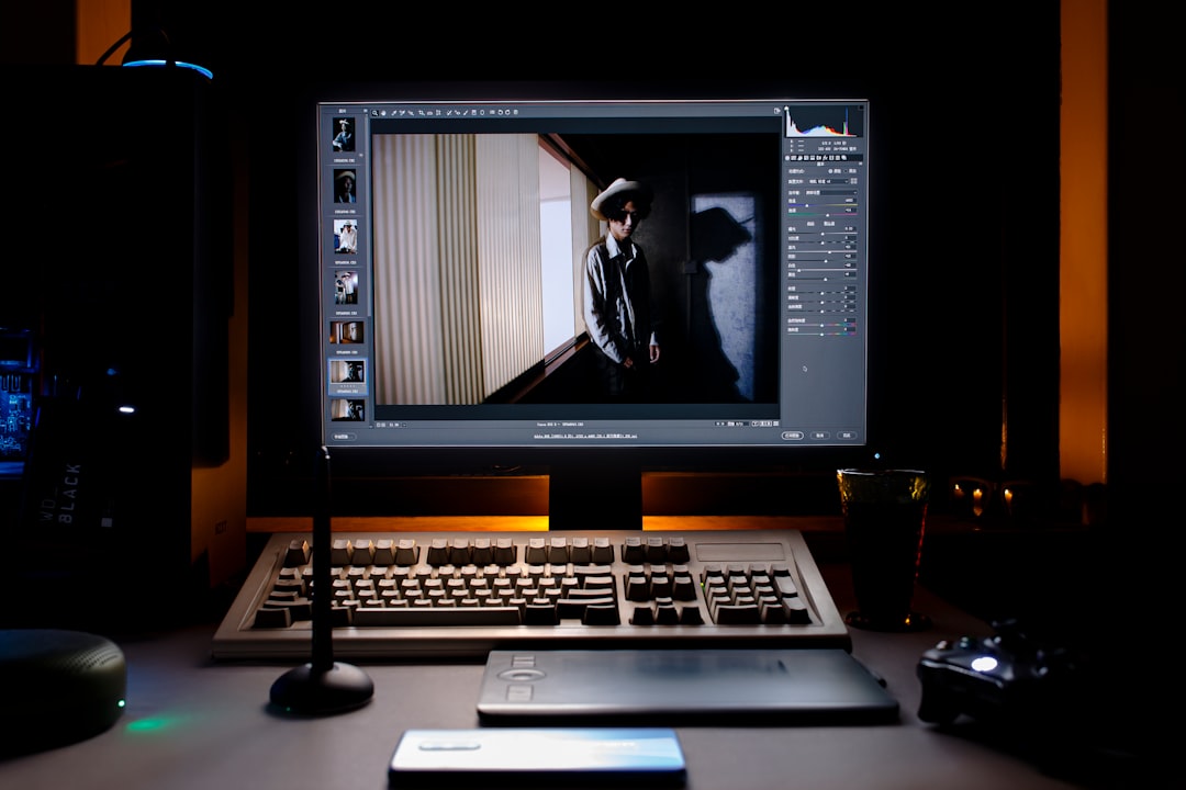 black flat screen computer monitor ai editing workspace background remover product portrait design tools