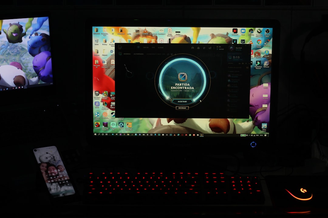 black flat screen computer monitor online gaming chat bubbles language menu