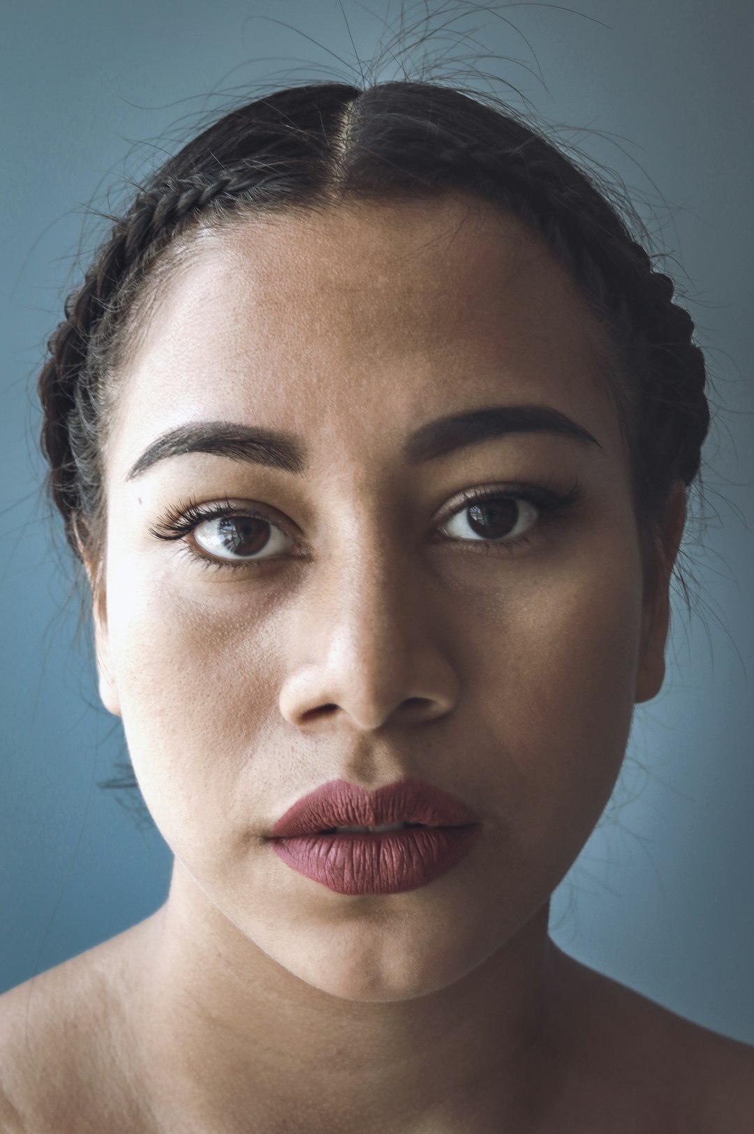 close up photo of womans face with red lipstick ai portrait face transformation social media content