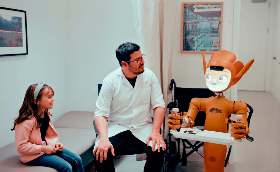 doctor girl and robot in a medical room human robot collaboration content creation happy workspace