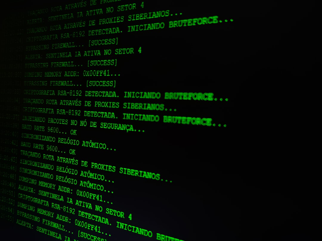 green text displaying code on a dark computer screen data privacy financial records secure server 1
