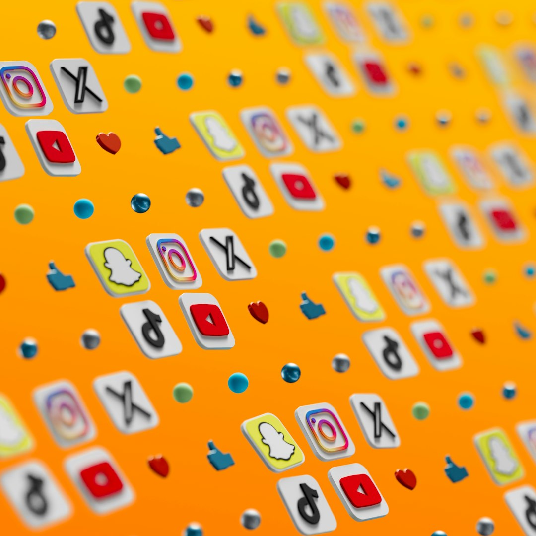 a close up of a number of stickers on a yellow background clay icons social media buttons soft shadows