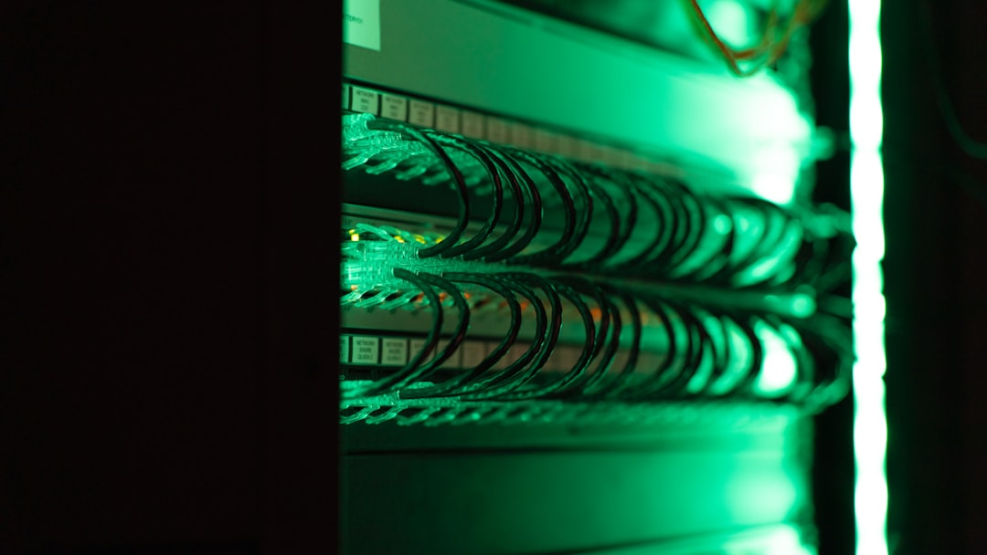 a close up of a server in a server room server room network switches cables