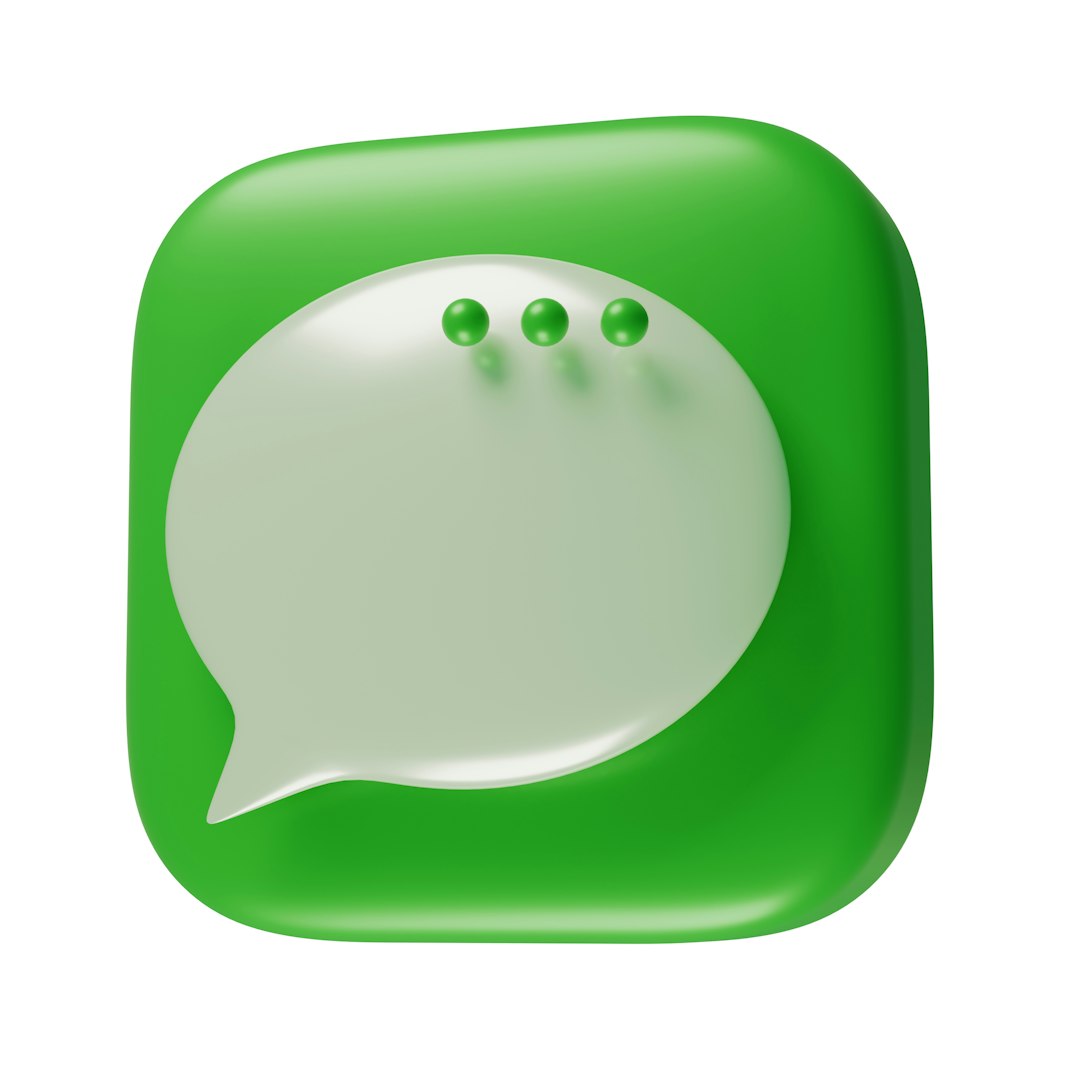 a green square button with a white speech bubble threaded replies chat interface mobile conversation user avatars