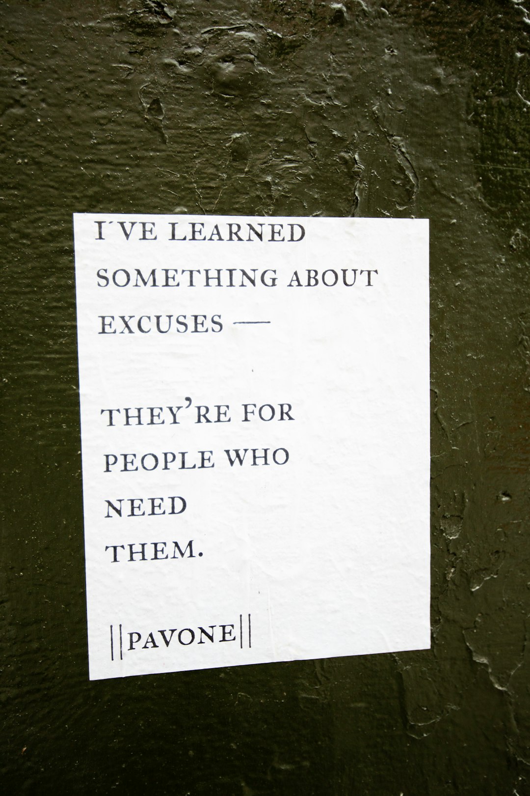 a paper with text about excuses on a textured surface motivational poster tired salesperson phone calls sales rejection