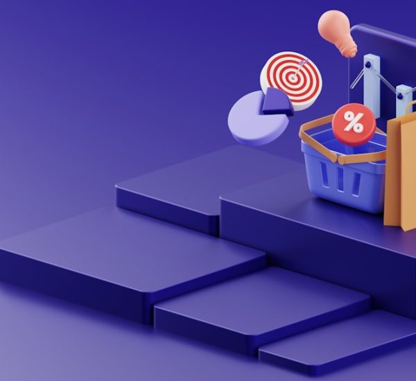 a purple background with a basket of items and a target software integrations ecommerce tools marketing apps 1