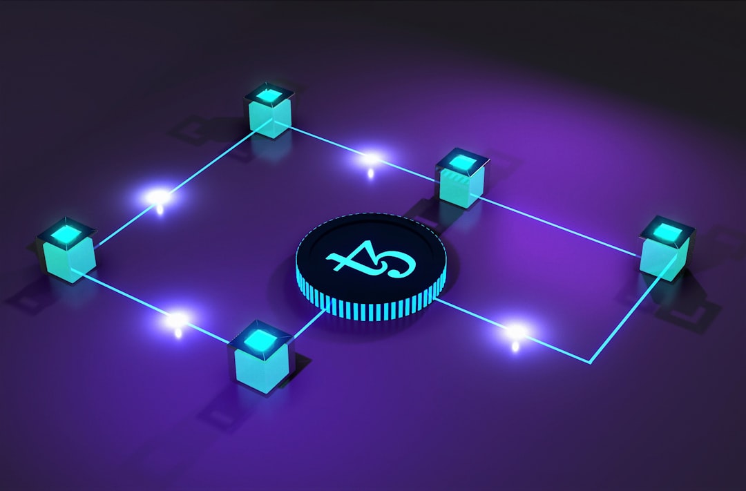 a purple background with a black and blue circle surrounded by blue and green cubes system architecture api gateway audit logs secure services