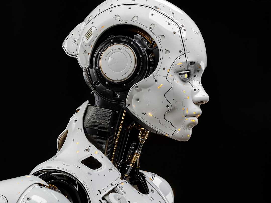 a white robot is standing in front of a black background artificial intelligence human conversation digital assistant
