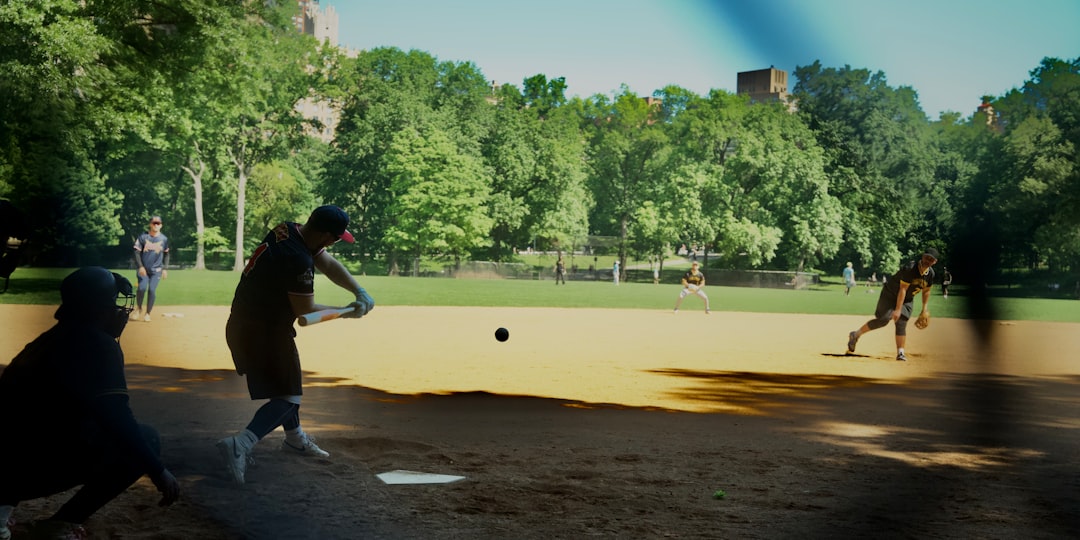 baseball game in progress on a sunny day disc golf putting player focus sunny park basket chains