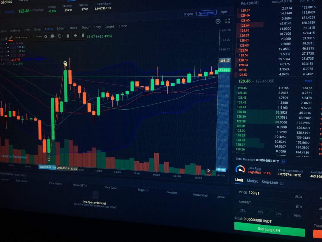 black flat screen computer monitor financial data artificial intelligence trading screens algorithms