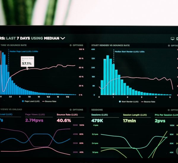 Skrapp.io Review: Pricing, Features, Accuracy, and Best Email Finder Alternatives 5 graphs of performance analytics on a laptop screen sales dashboard customer profiles data leads 1