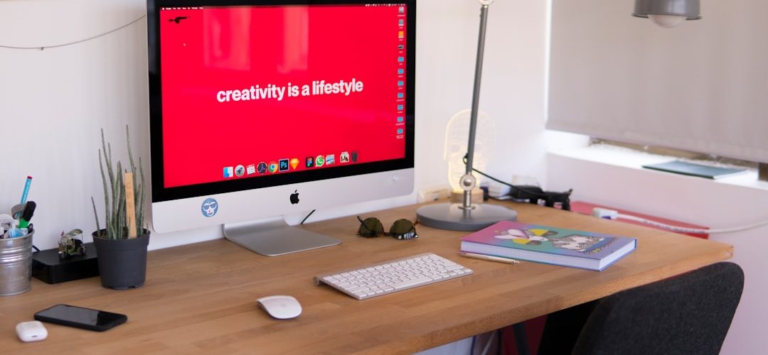 turned on silver imac animation workspace video editor creative dashboard