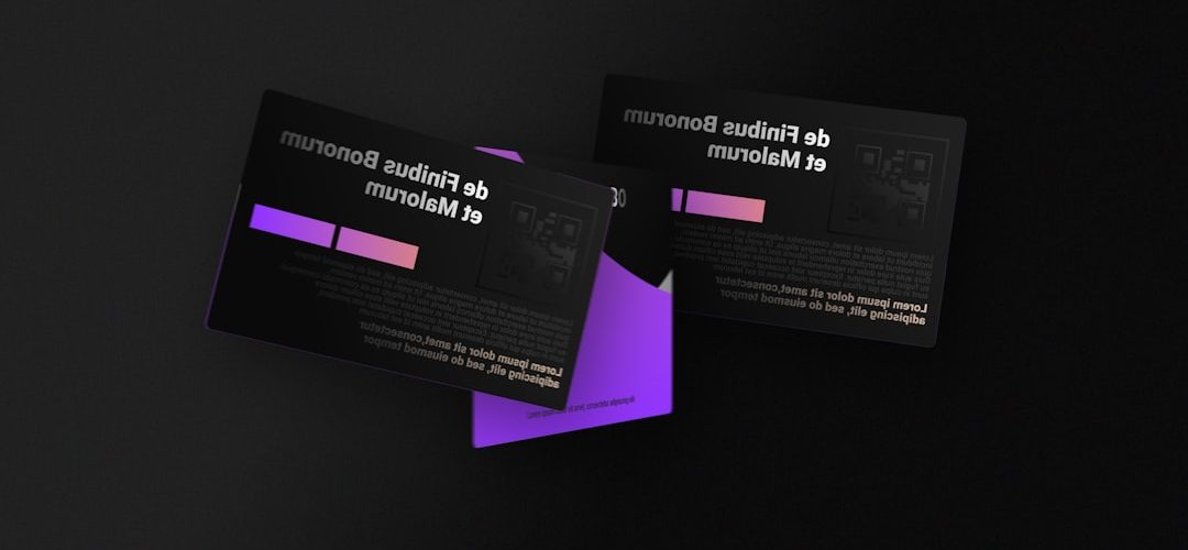 two dark business cards with reversed text and purple accents email signature professional branding business outreach