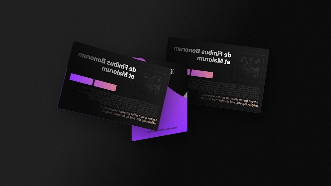 two dark business cards with reversed text and purple accents email signature professional branding business outreach